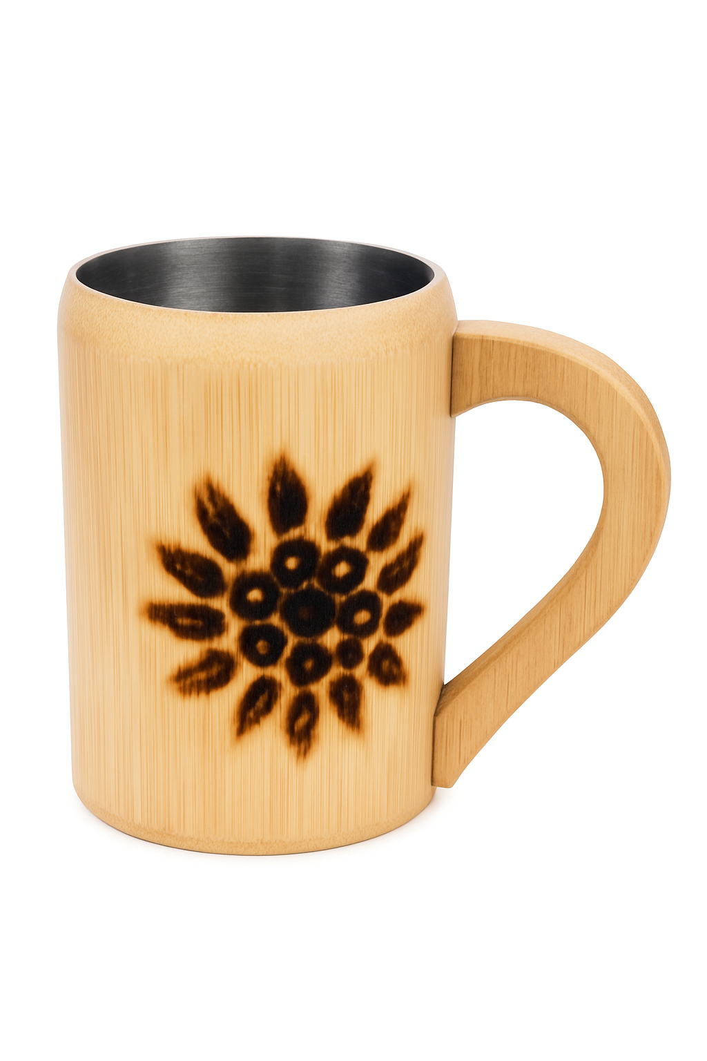 πΏ Eco-Friendly Bamboo Mug with Floral Burnt Design β Sustainable & Stylish