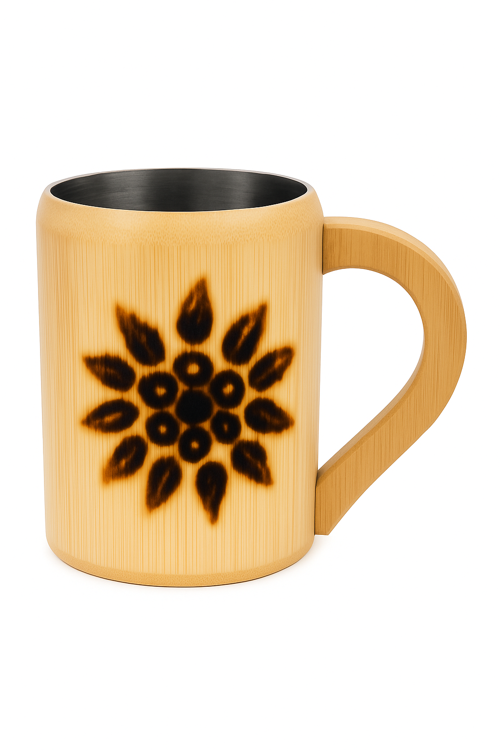 πΏ Eco-Friendly Bamboo Mug with Floral Burnt Design β Sustainable & Stylish