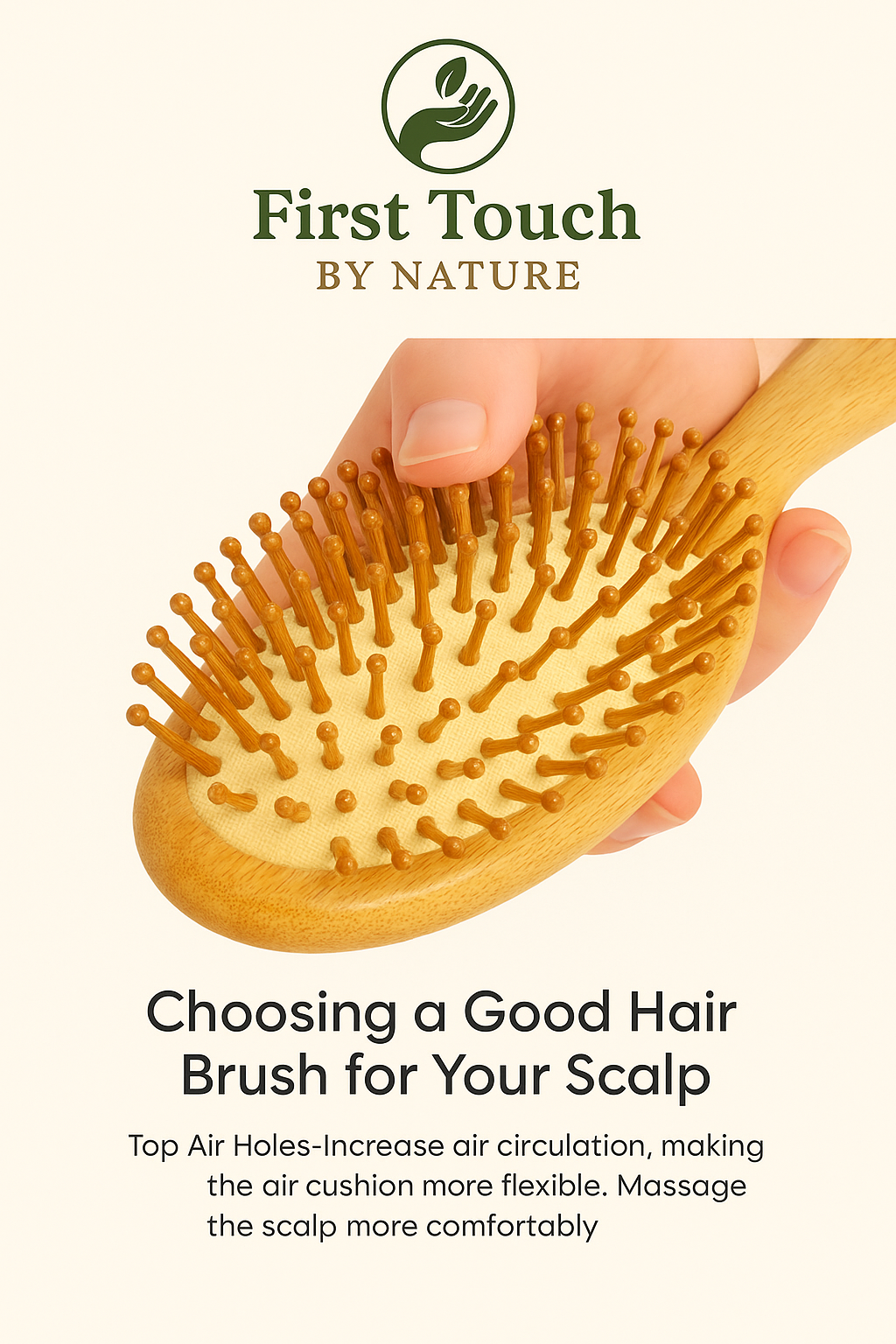 🌿 Premium Bamboo Hair Brush with Ergonomic Handle – Eco-Friendly & Comfortable