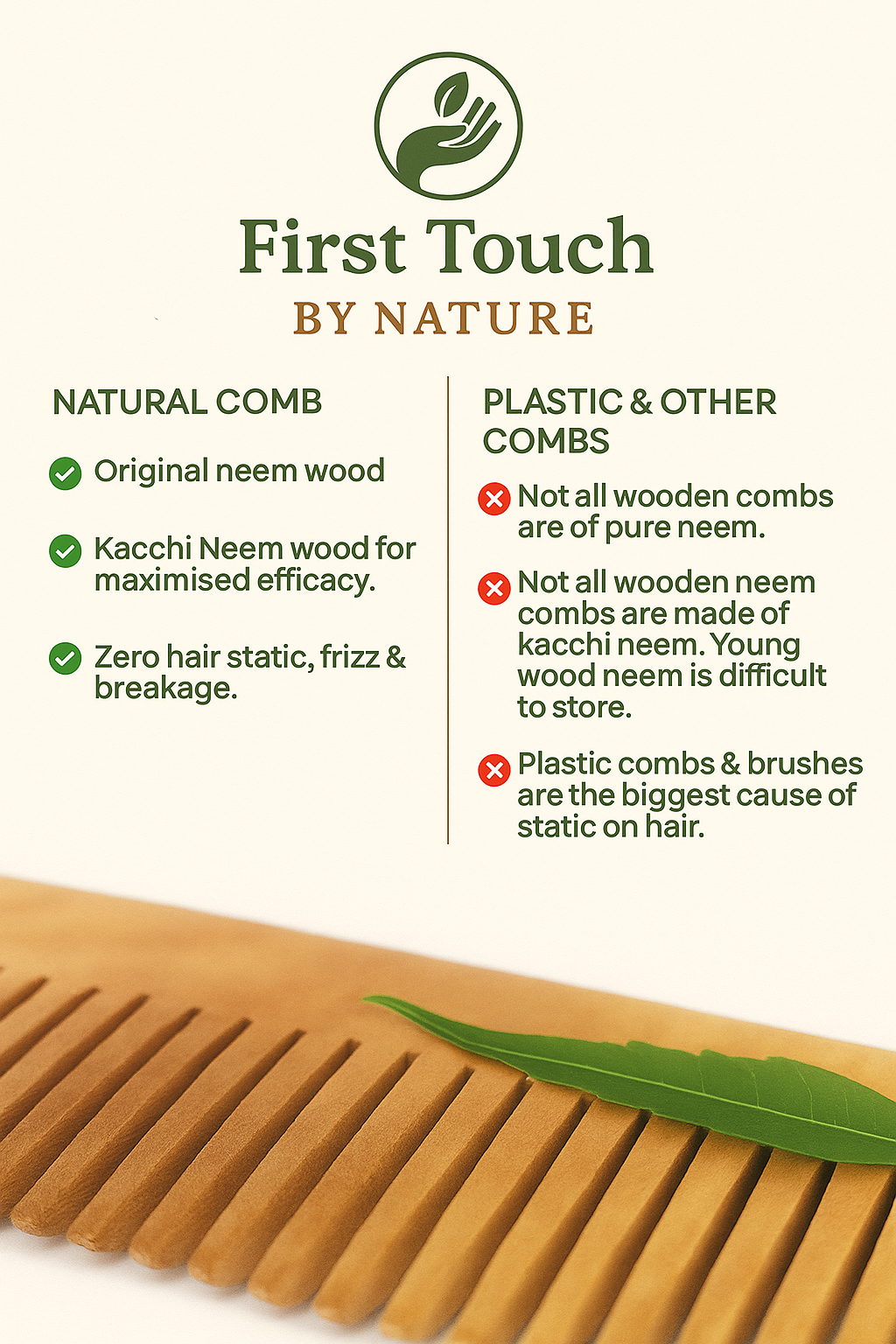 Neem Wooden Comb – Natural Care for Healthy Hair