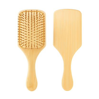 🌿 Eco-Friendly Bamboo Paddle Hair Brush – Gentle Detangling & Scalp Massage