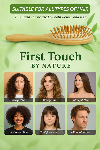 🌿 Premium Bamboo Hair Brush with Ergonomic Handle – Eco-Friendly & Comfortable